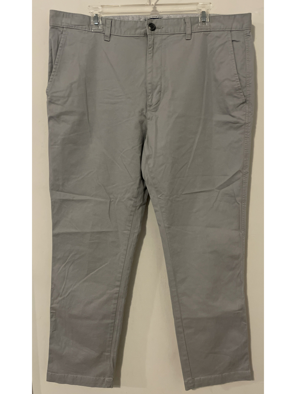 George Mens 38x30 Gray Chino-Style Flat-Front Casual Cotton Pants! A5152